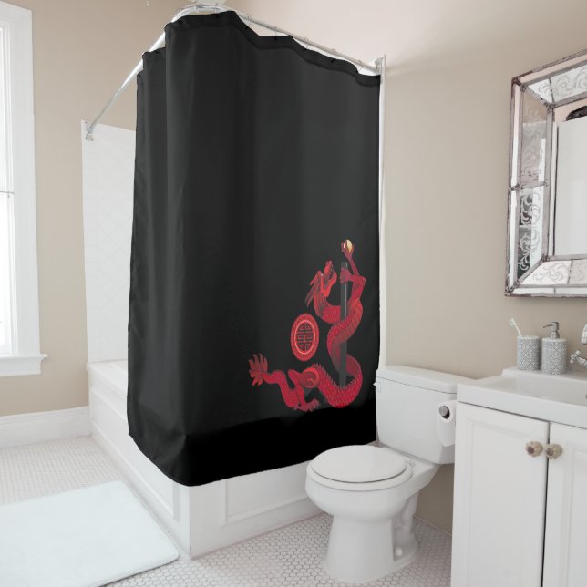 Red Dragon Shower Curtain (In Situ)
