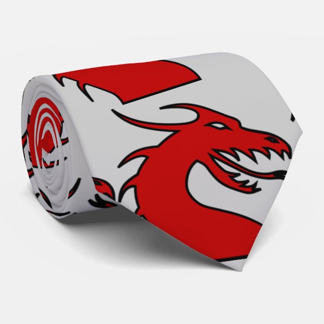 Red Dragon Silhouette Tie (Rolled)