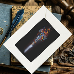 Red Dragon Sword Fantasy Rectangular Sticker