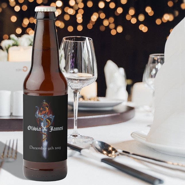 Red Dragon Sword Roses Beer Bottle Label (Creator Uploaded)