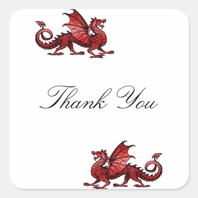 Red Dragon Thank You Stickers (Front)