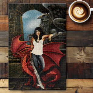 Red Dragon Urban Fantasy Jigsaw Puzzle