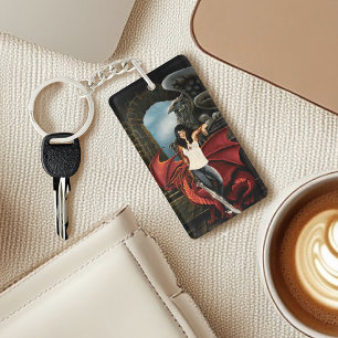Red Dragon Urban Fantasy QR code Key Ring