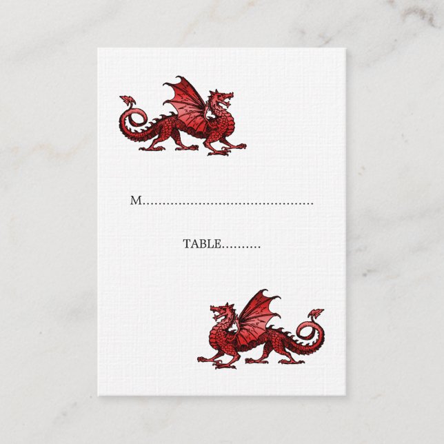 Red Dragon Wedding Place Card (Front)
