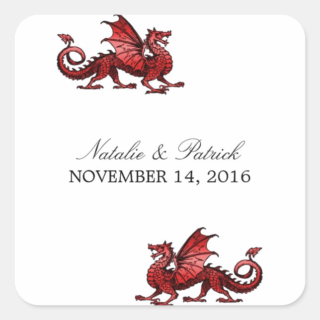 Red Dragon Wedding Stickers (Front)