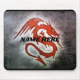 Red dragon with name mouse mat