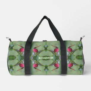 Red Dragonfly Abstract Personalised Duffle Bag