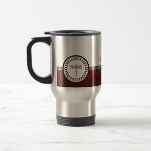 Red Dragonfly Emblem Travel Mug
