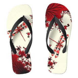 Red Dragonfly Flip Flops