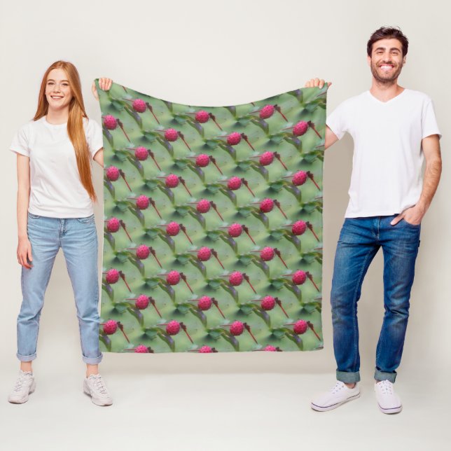 Red Dragonfly Nature Pattern Fleece Blanket (In Situ)