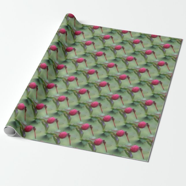 Red Dragonfly Nature Pattern   Wrapping Paper (Unrolled)