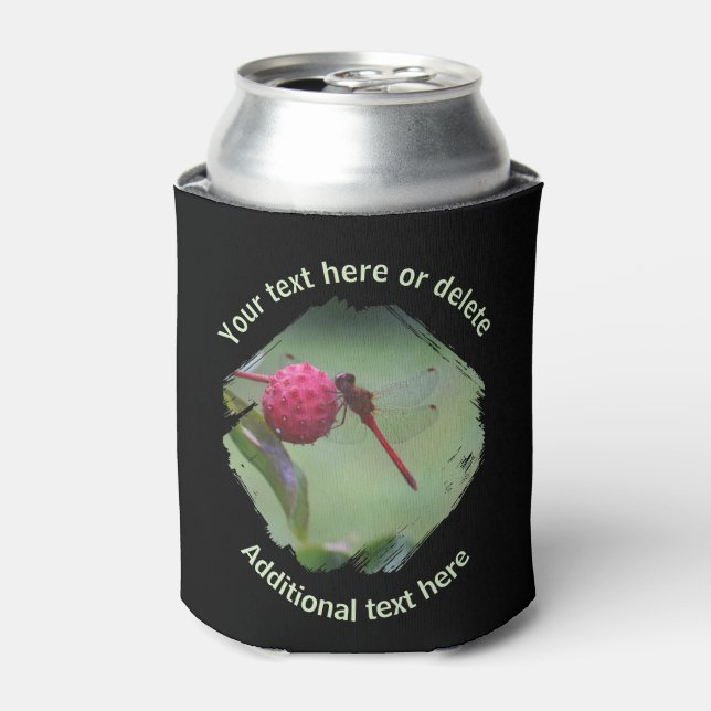 Red Dragonfly Nature Personalised  Can Cooler (Can Front)