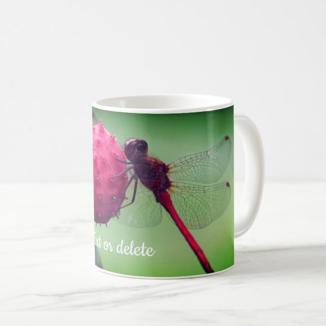 Red Dragonfly Nature Personalised Coffee Mug (Front Right)