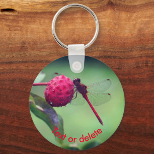 Red Dragonfly Nature Personalised Key Ring