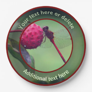 Red Dragonfly Nature Personalised Party Paper Plate