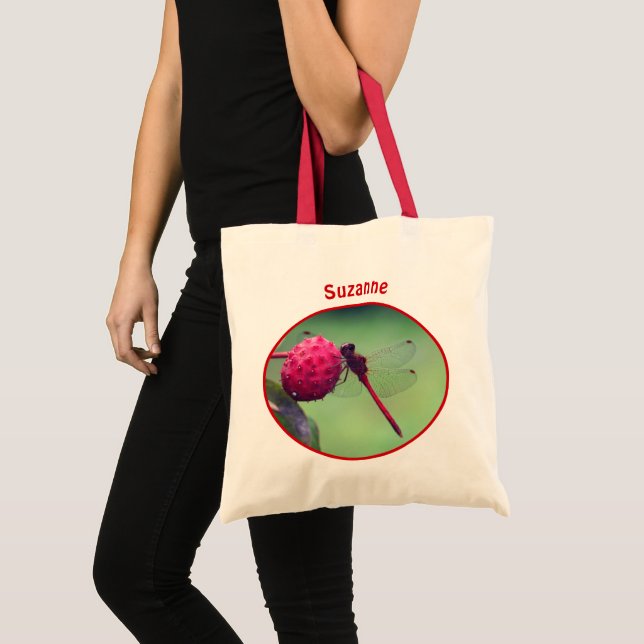 Red Dragonfly Nature Personalised Tote Bag (Front (Product))