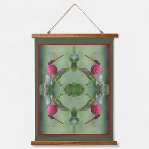 Red Dragonfly On Dogwood Fruit Abstract Hanging Tapestry