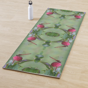 Red Dragonfly On Dogwood Fruit Abstract Yoga Mat