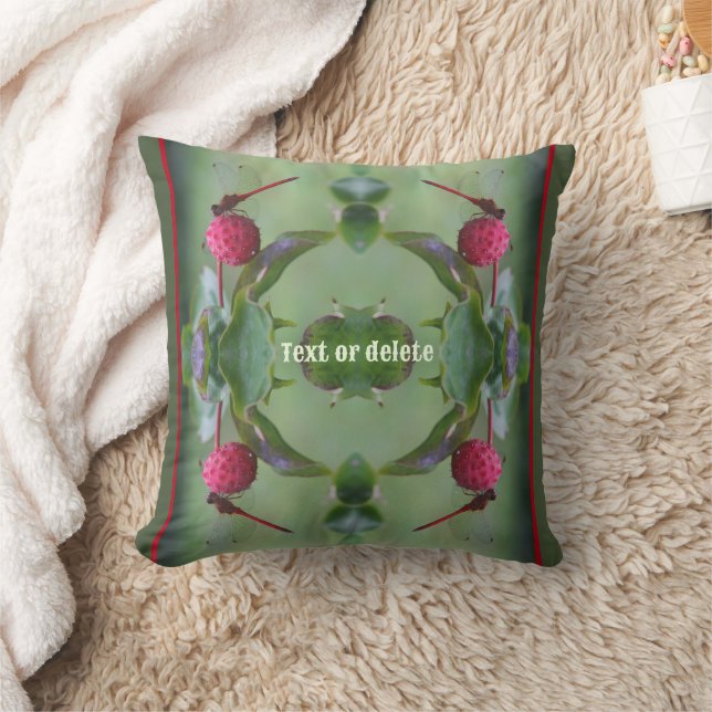 Red Dragonfly On Dogwood Fruit Personalised Cushion (Blanket)