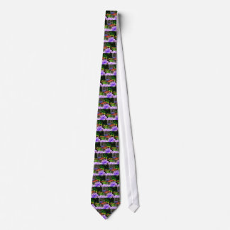 Red Dragonfly on Violet Purple Flowers Tie
