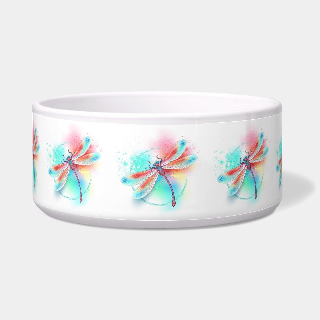 Red dragonfly on watercolor background (Front)