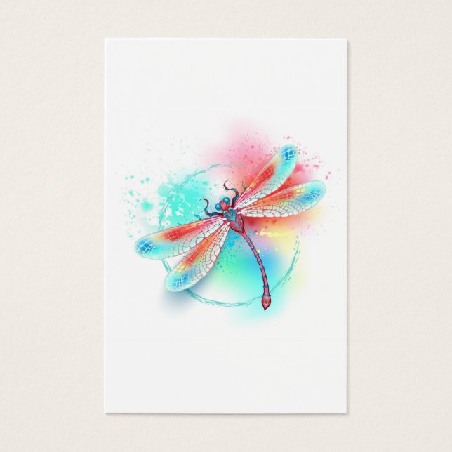Red dragonfly on watercolor background (Front)