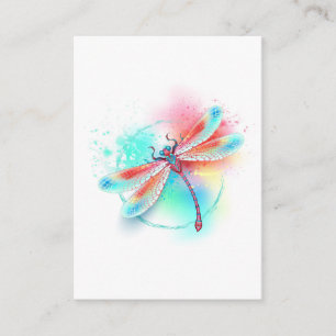 Red dragonfly on watercolor background advice card