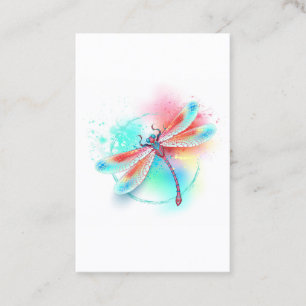 Red dragonfly on watercolor background appointment card
