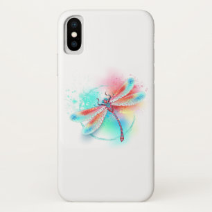 Red dragonfly on watercolor background iPhone x case