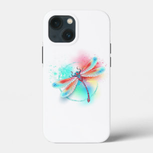 Red dragonfly on watercolor background iPhone 13 mini case