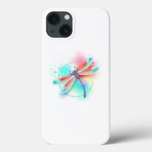 Red dragonfly on watercolor background iPhone 13 case