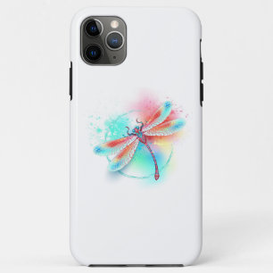 Red dragonfly on watercolor background iPhone 11 pro max case