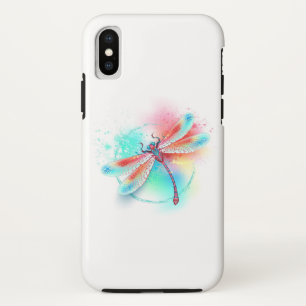 Red dragonfly on watercolor background iPhone XS case