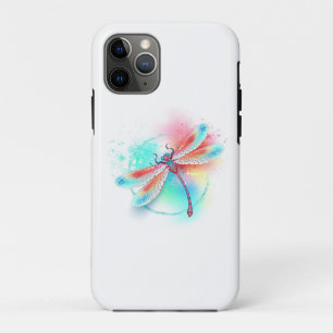 Red dragonfly on watercolor background iPhone 11 pro case