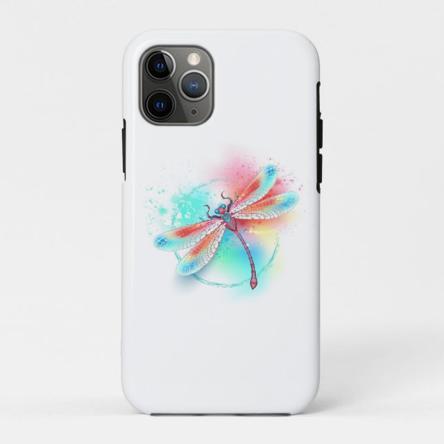 Red dragonfly on watercolor background Case-Mate iPhone case (Back)