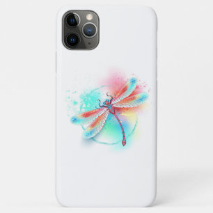 Red dragonfly on watercolor background iPhone 11 pro max case