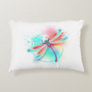 Red dragonfly on watercolor background decorative cushion