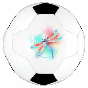 Red dragonfly on watercolor background football