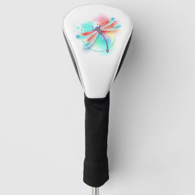 Red dragonfly on watercolor background golf head cover (Front)
