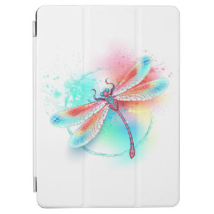 Red dragonfly on watercolor background iPad air cover