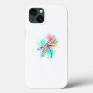 Red dragonfly on watercolor background iPhone 13 case