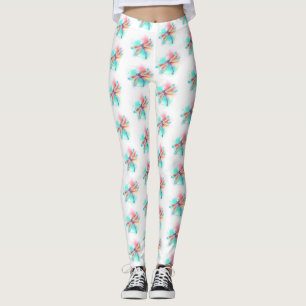 Red dragonfly on watercolor background leggings