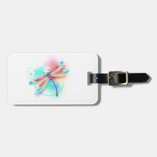 Red dragonfly on watercolor background luggage tag