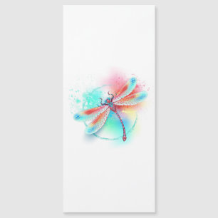 Red dragonfly on watercolor background magnetic invitation