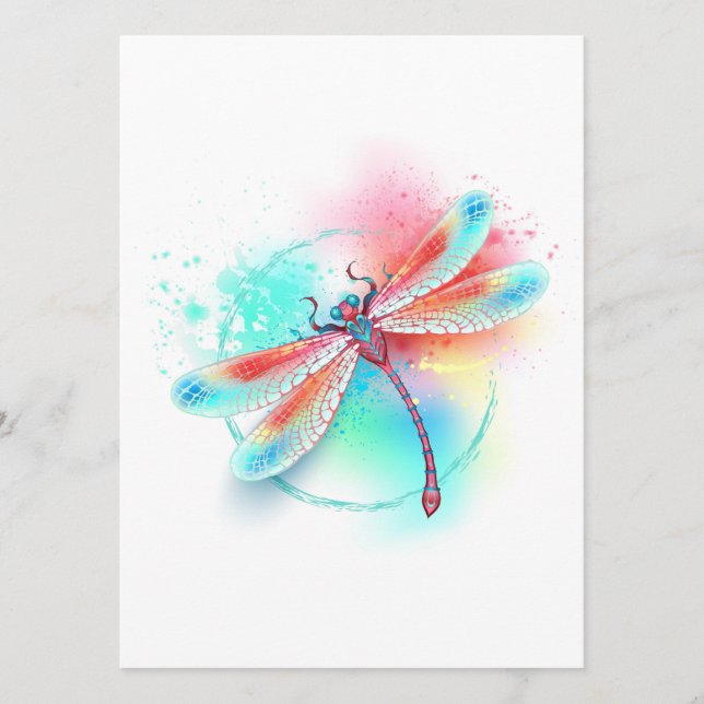 Red dragonfly on watercolor background menu (Front)