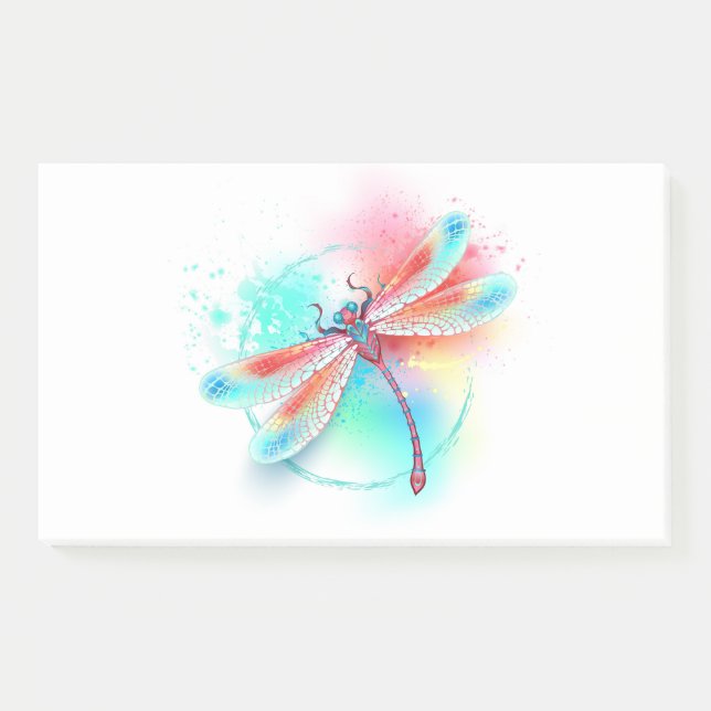Red dragonfly on watercolor background post-it notes (Front)