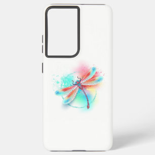 Red dragonfly on watercolor background samsung galaxy case