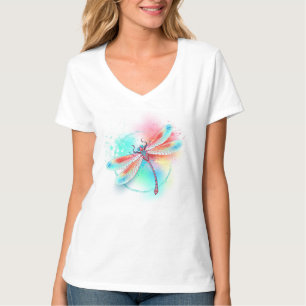 Red dragonfly on watercolor background T-Shirt
