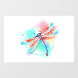 Red dragonfly on watercolor background window cling