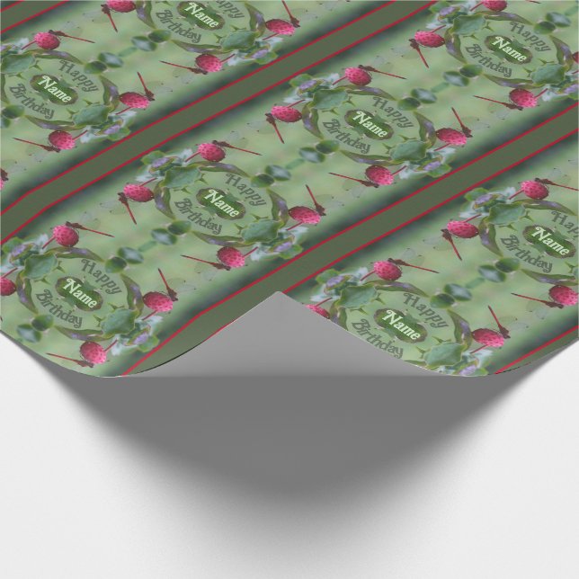 Red Dragonfly Personalised Birthday Wrapping Paper (Corner)